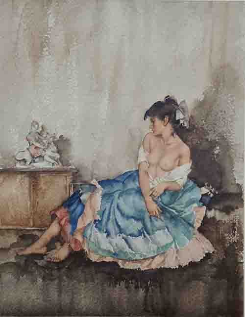 russell flint, Cecilia contemplating Europa, limited edition print