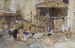 sir william russell flint, Courtyard Caprice, watercolour painting