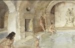 sir william russell flint, Diana's Secret Vault, Languedoc, watercolour painting