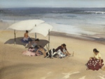 sir william russell flint, Gypsies on the beach Zarauz, watercolour painting