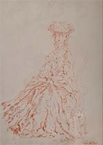 sir william russell flint, portrait of a lady, red chalk, drawing, original