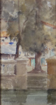 frances murray russell flint, across the moat, Brantome, originals watercolours painting