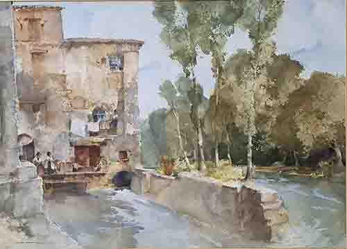 sir william russell flint Mill Barbaste original watercolour painting