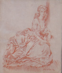 sir william russell flint, Rosalinda, originals red chalk drawing