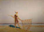 sir william russell flint, the shrimper, original watercolour painting