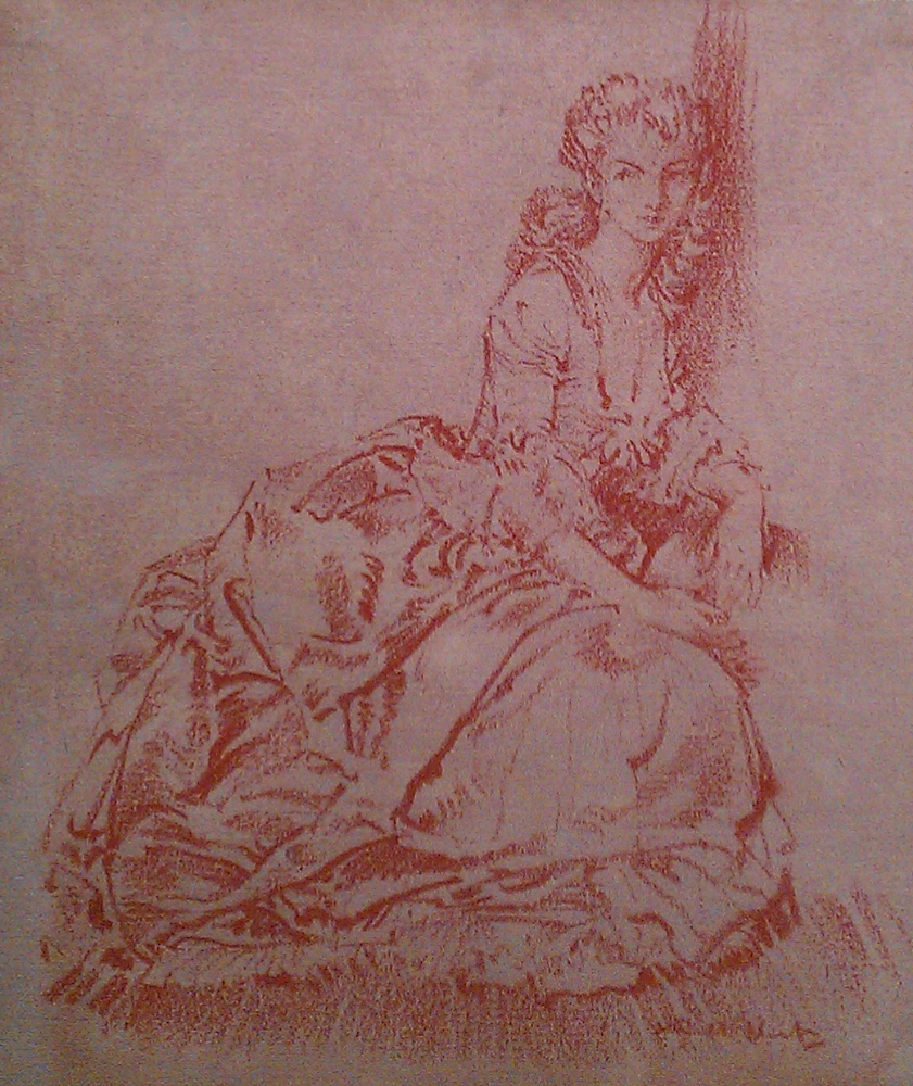 russell flint red chalk drawing rosalinda