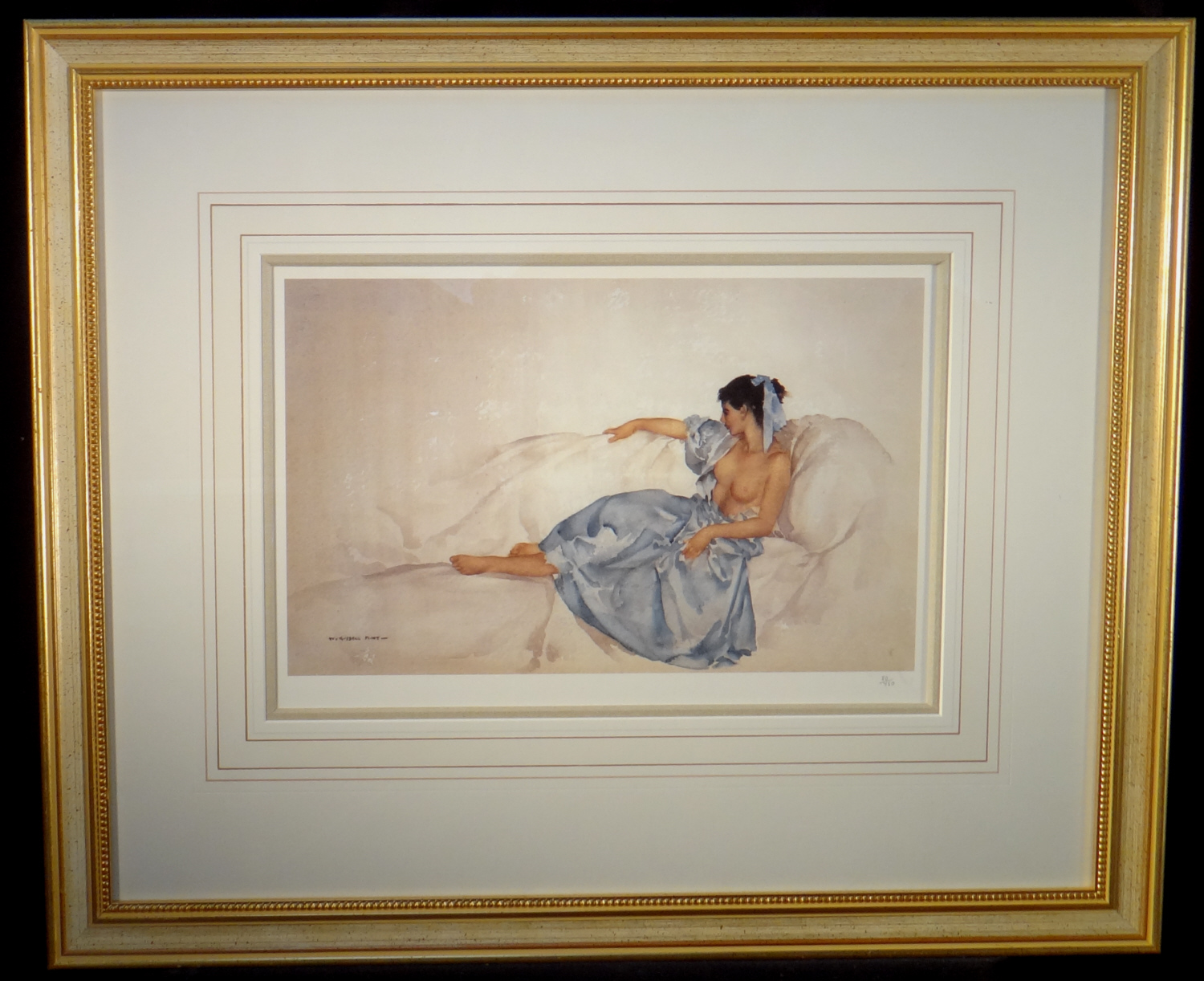 russell flint, signed limited edition print, blue ribbon