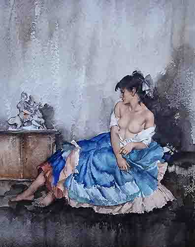 russell flint, Cecilia contemplating Europa, limited edition, print russell flint, Cecilia contemplating Europa, limited edition print