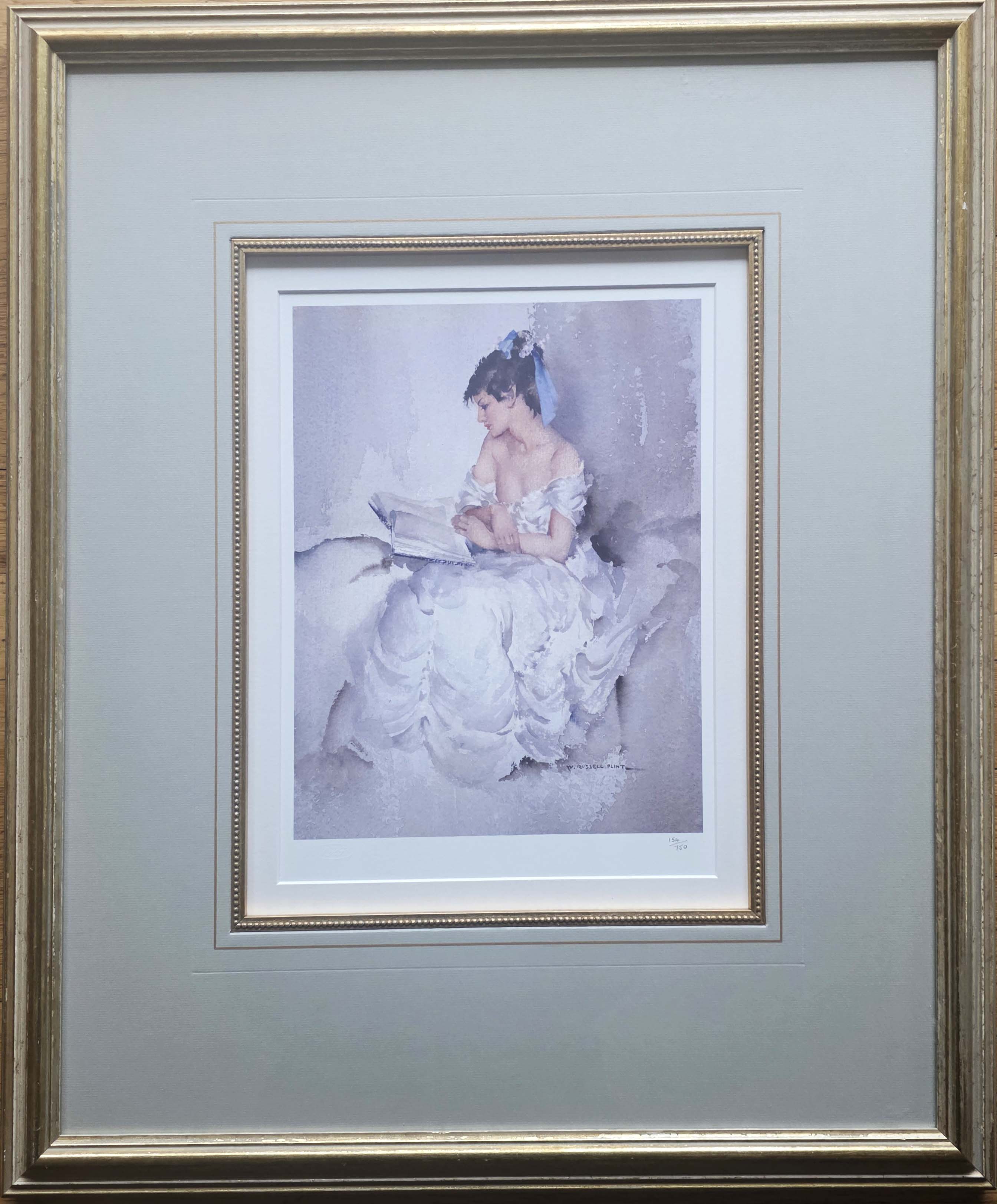 signed limited edition print, Cecilia reading more than shadows, framed, sir william russell flint