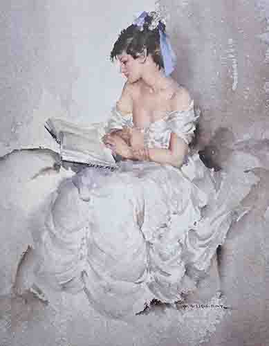 russell flint, cecilia reading the book of shadows, limited edition print russell flint cecilia reading the book of shadows, limited edition print