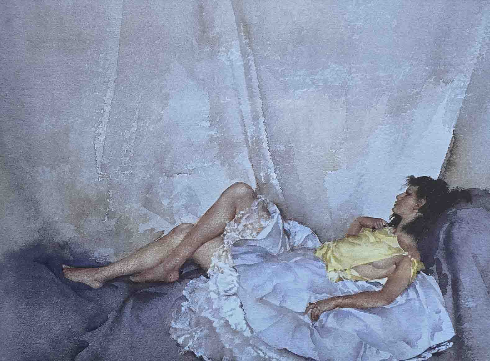 russell flint, Cecilia Reclining, limited print russell flint, Cecilia Reclining, limited edition print