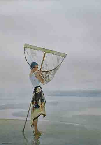 russell flint Eve with her net , limited edition print russell flint Eve with her net