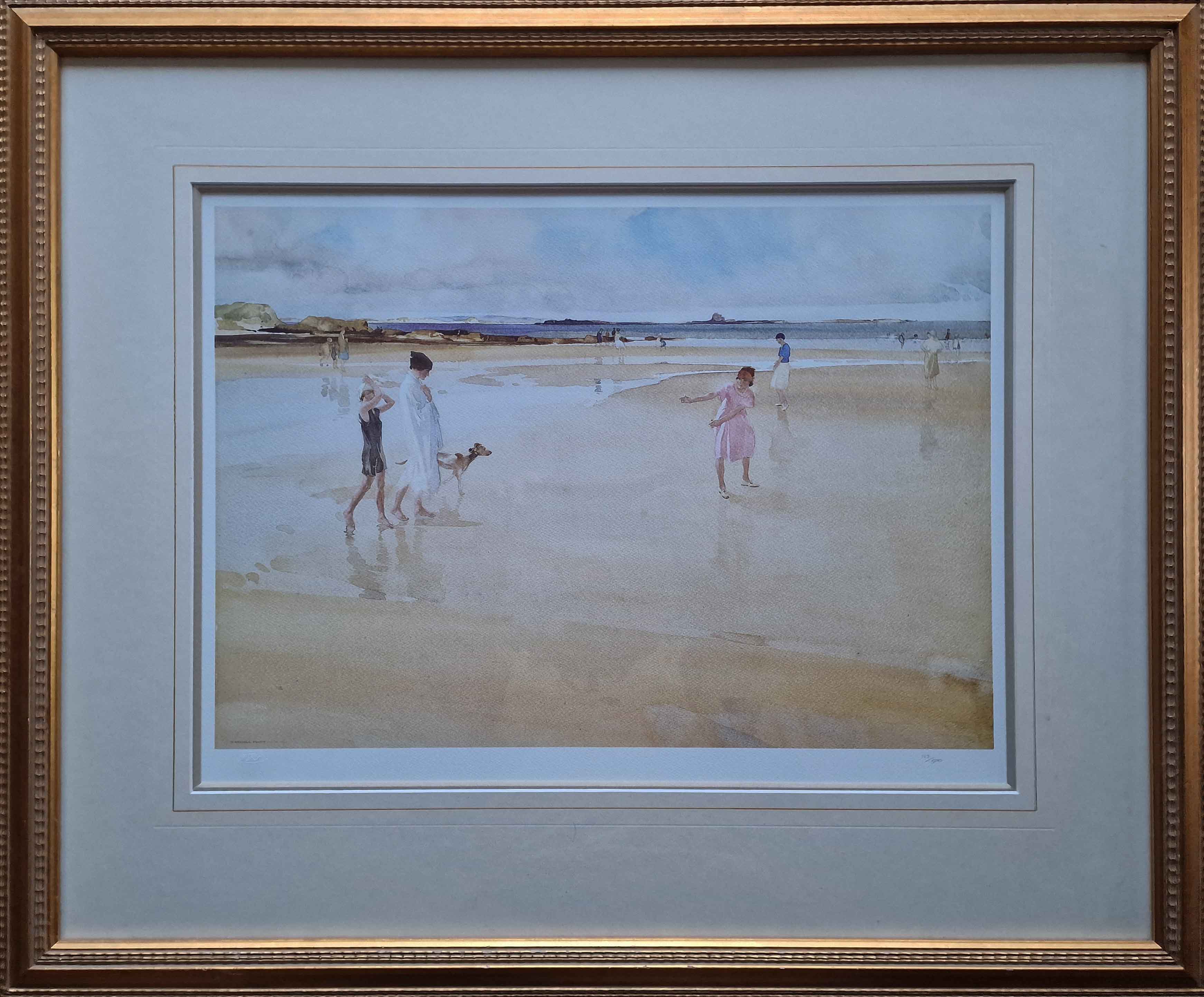 Fun on the sands, Bamburgh, limited edition print