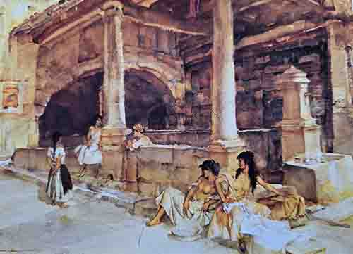 russell flint, gossip st. Jeannet, print russell flint, gossip st. Jeannet, print