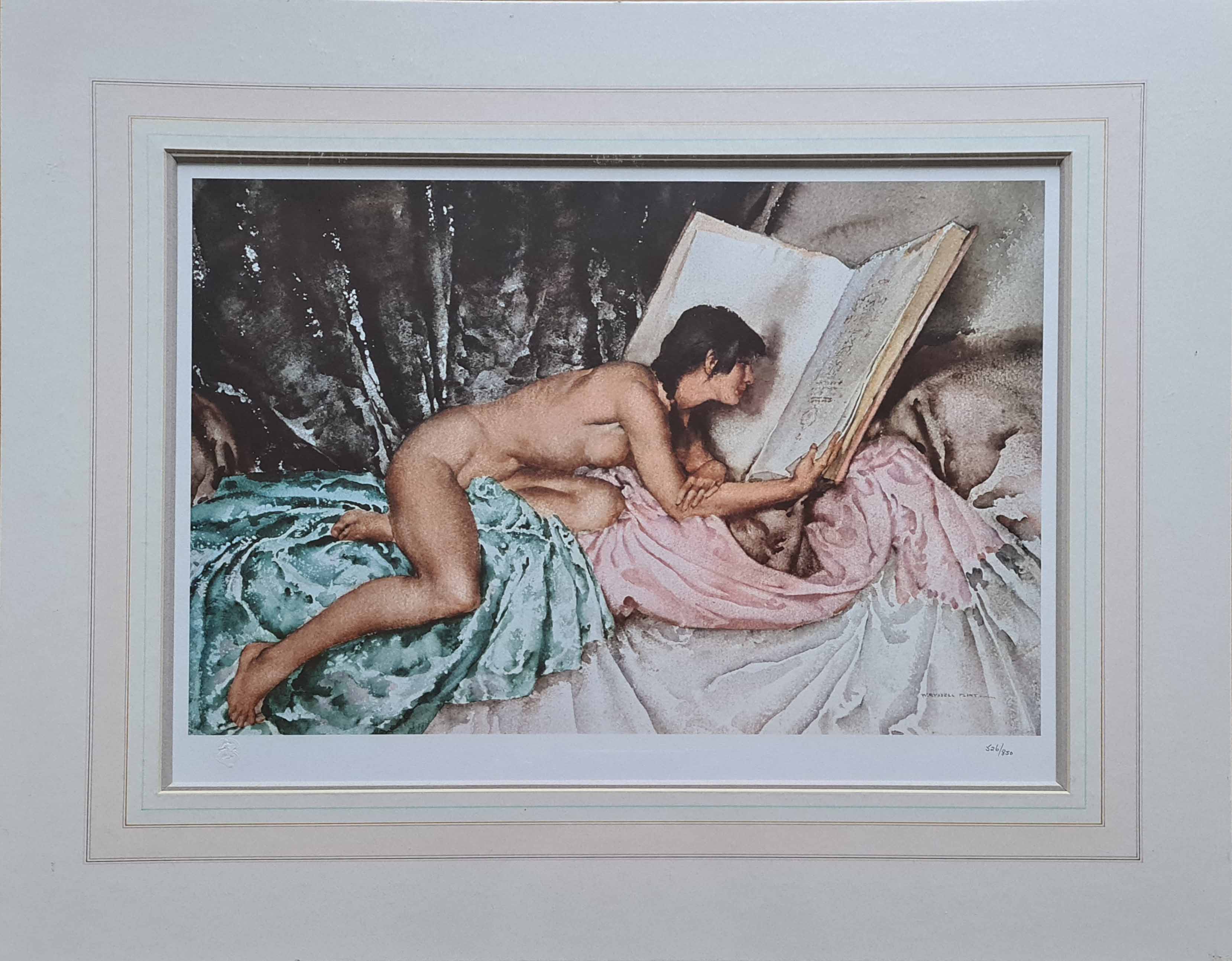russell flint, limited edition print, janelle and the volume of treasures