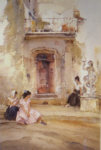 russell flint, print, Ancient doorway, Cordes russell flint, Ancient doorway Cordes, limited edition print
