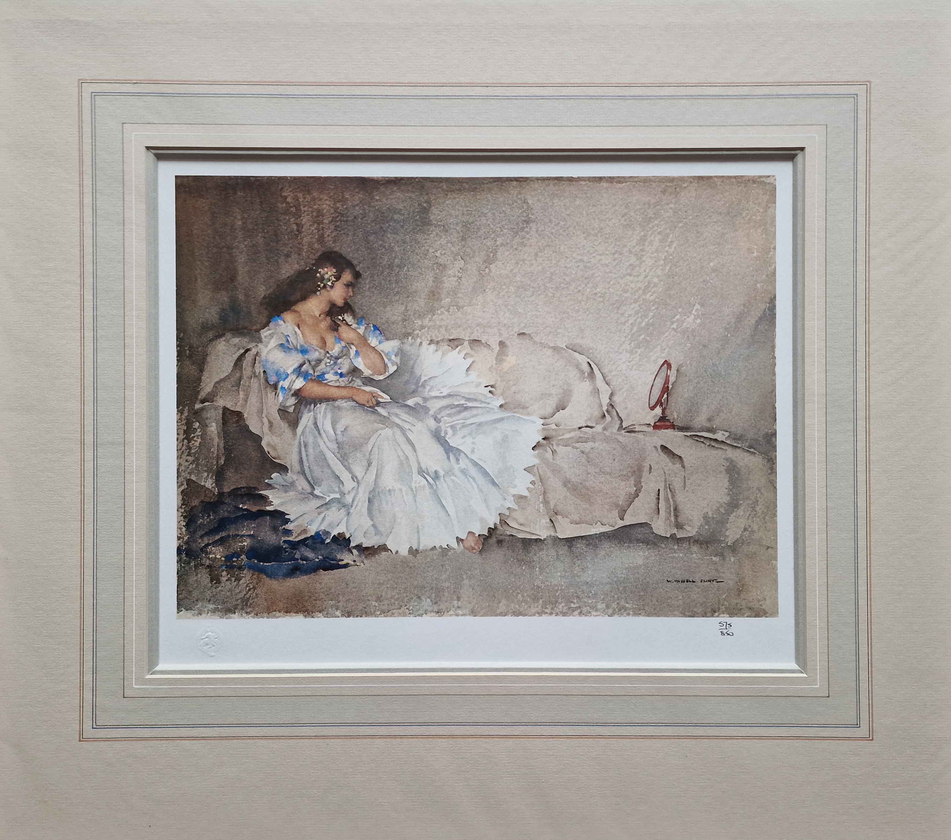 russell flint, signed limited edition print, looking glass