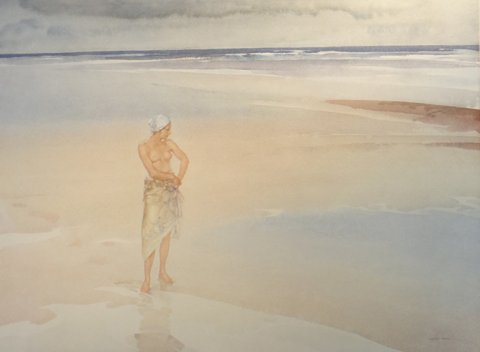 russell flint, lydia on the sands