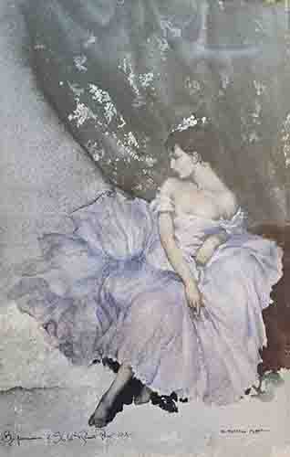 russell flint, Mauve Frock, print russell flint, Mauve Frock, limited print