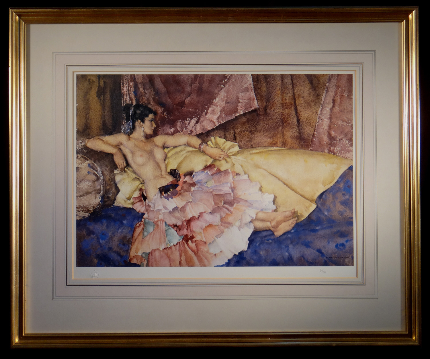 russell flint, signed limited edition print, model for elegance