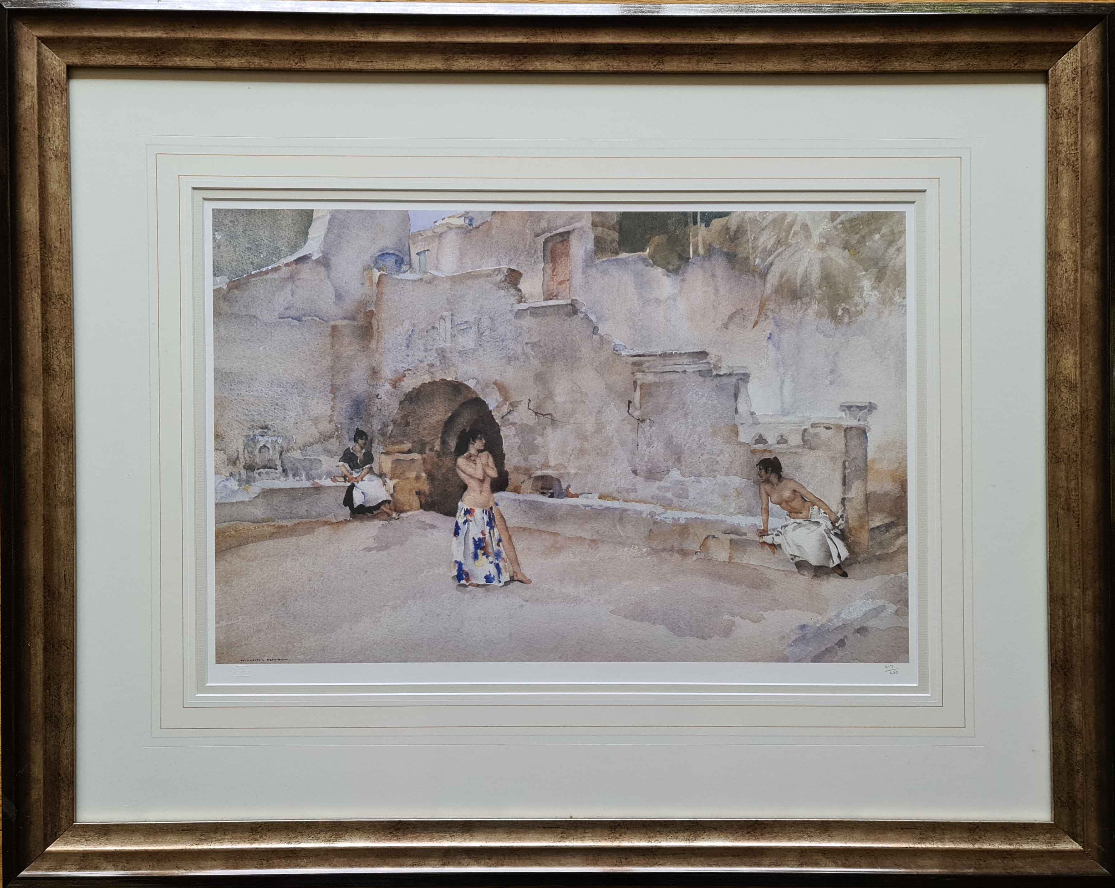 russell flint models in an italian courtyard print