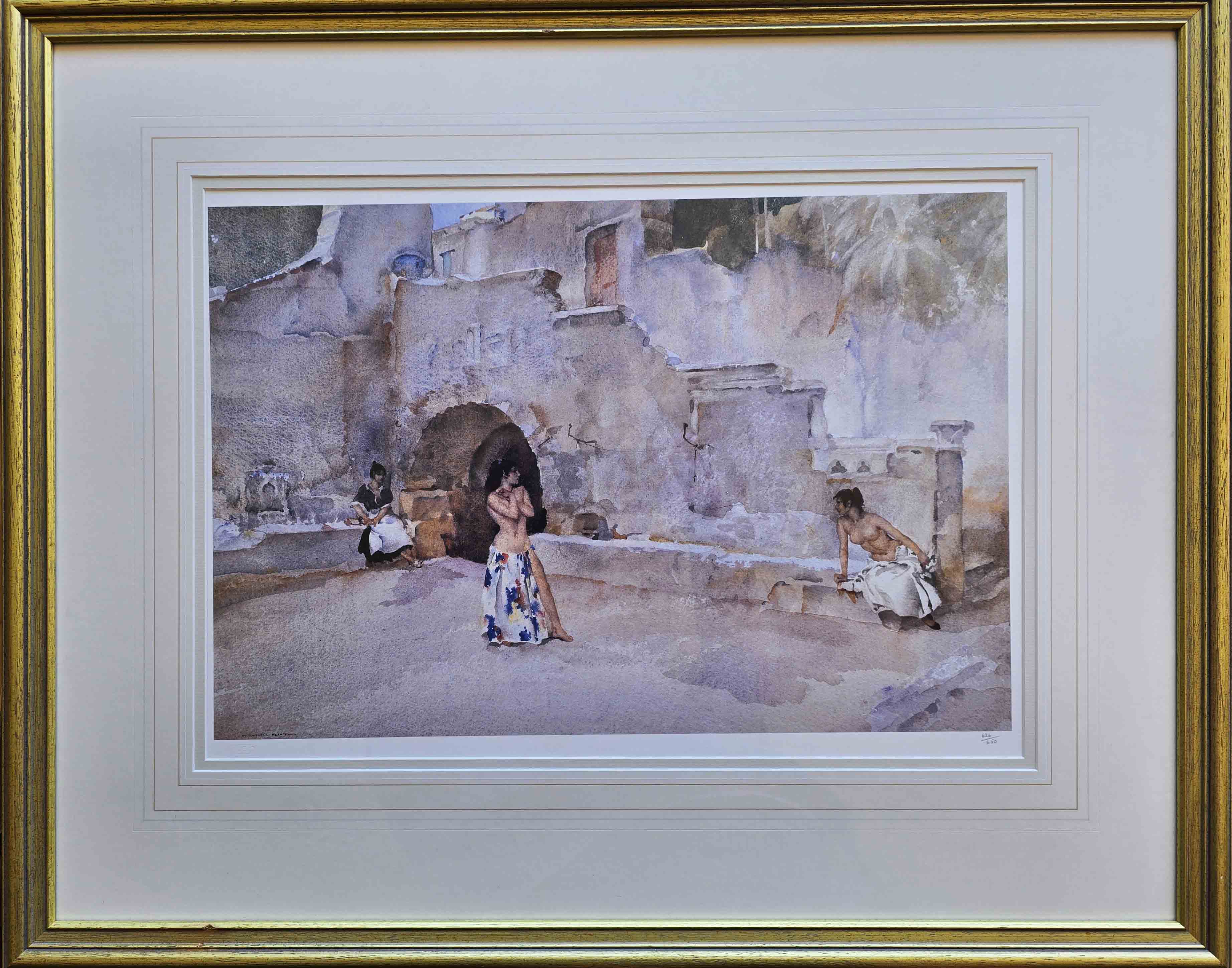 russell flint models in an italian courtyard print
