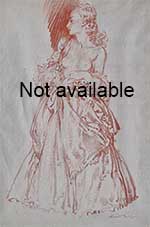 russell flint, ambrosine, original red chalk sketch ambrosine, original drawing