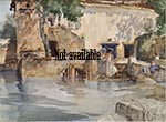 original paintings, sir william russell flint, Koi pond, cecilia