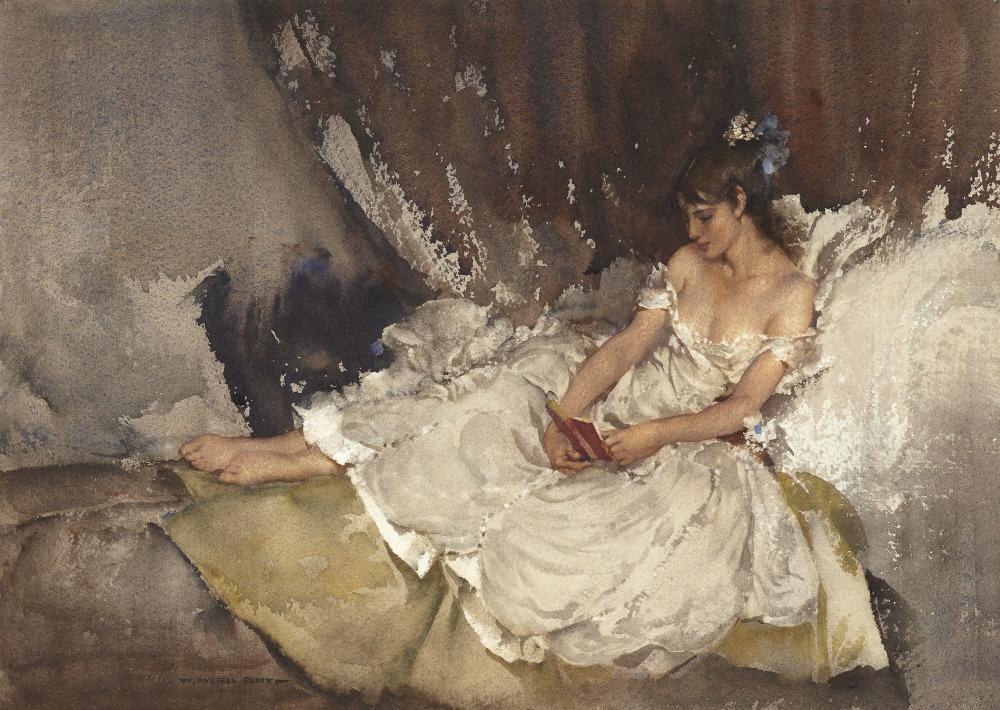 russell flint watercolour, cecilia reading poems