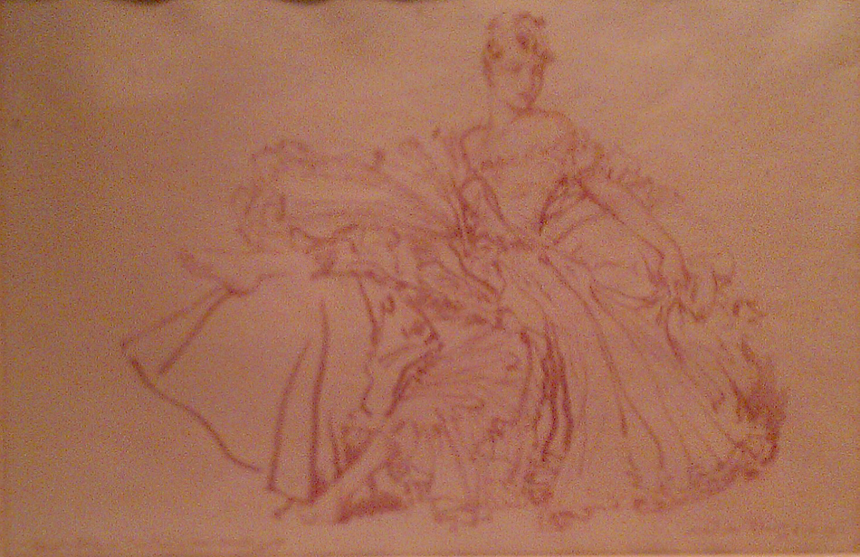 sir william russell flint cecilia's new dress original red chalk drawing