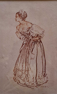 Clarissa, original red chalk drawing