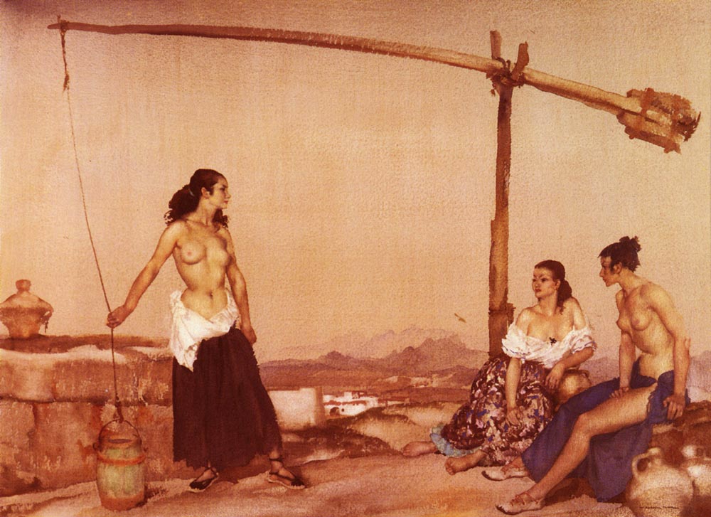 sir william russell flint dispute at the well painting