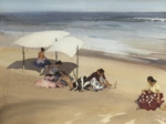 russell flint Gypsies on the beach at Zarauz