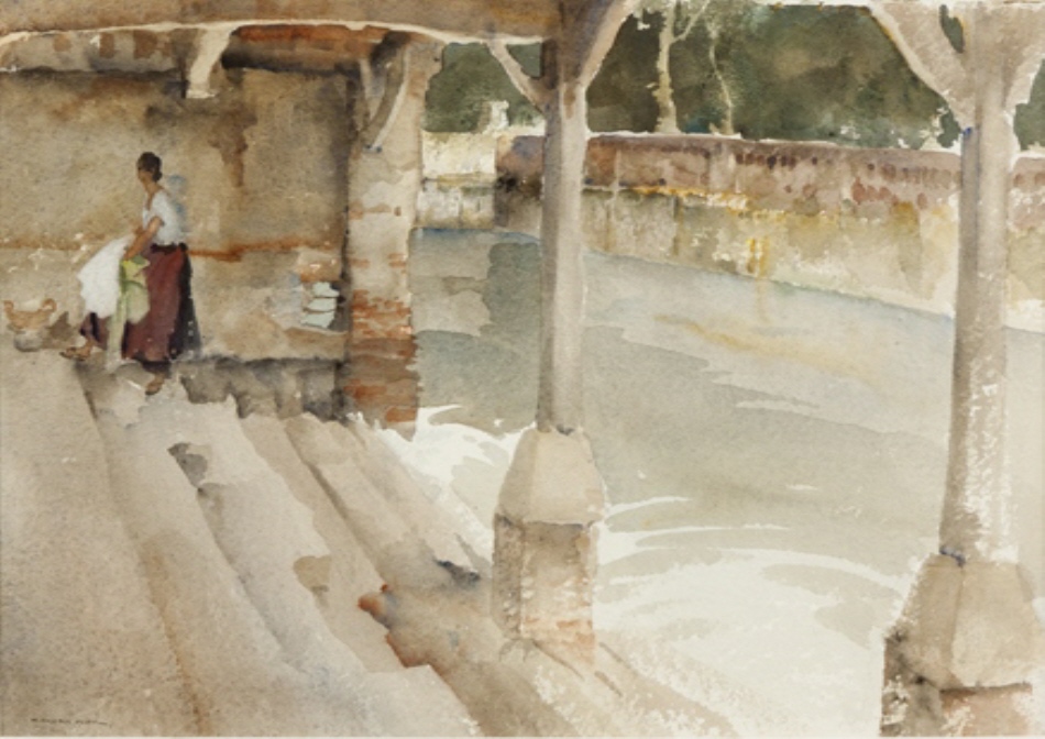 russell flint watercolour, lavoir cologne