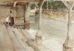 sir william russell flint Le Lavoir Cologne original watercolour painting