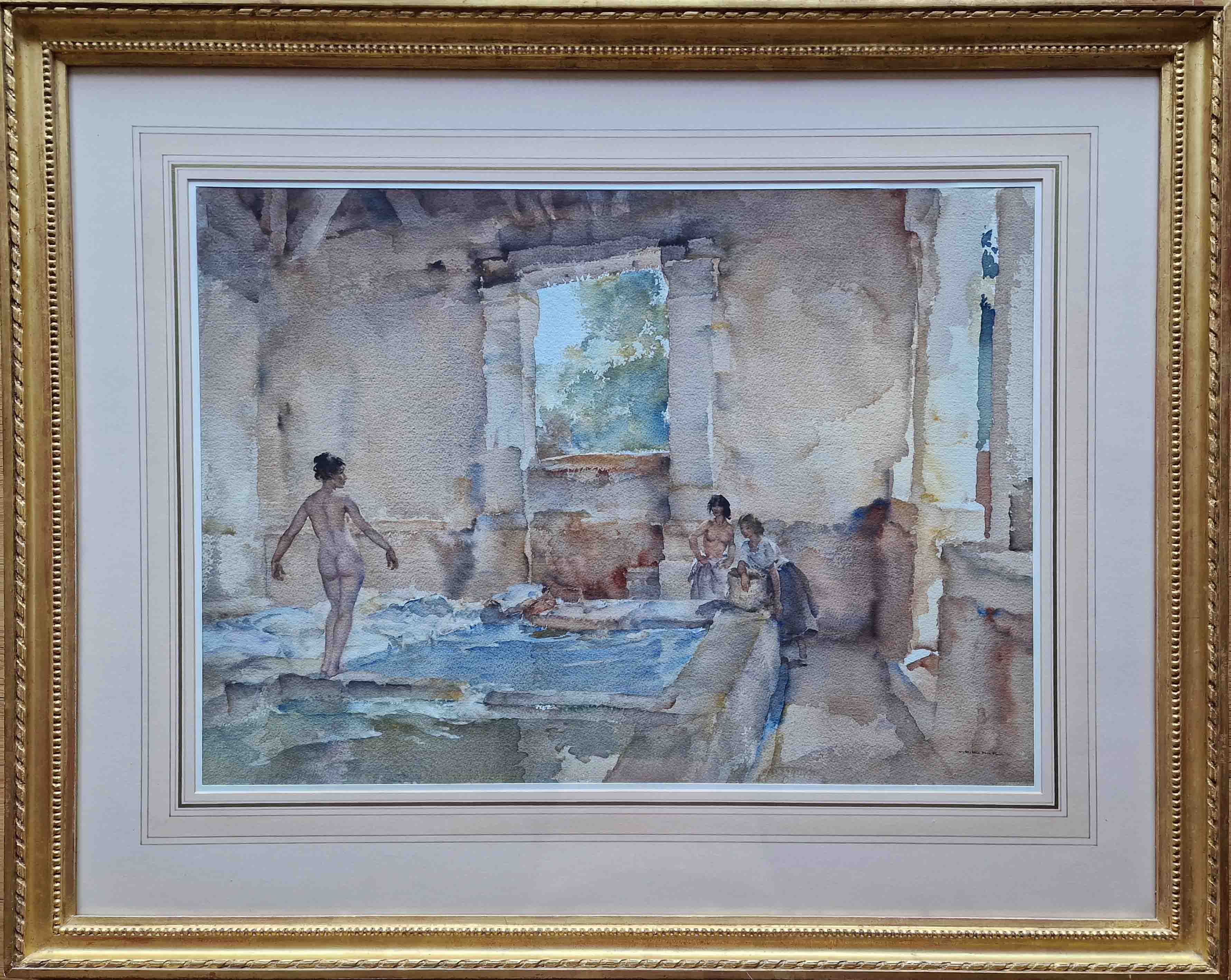 russell flint, original painting, Lavoir la Bastide