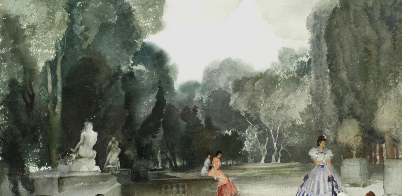 sir william russell flint paintings, le jardin