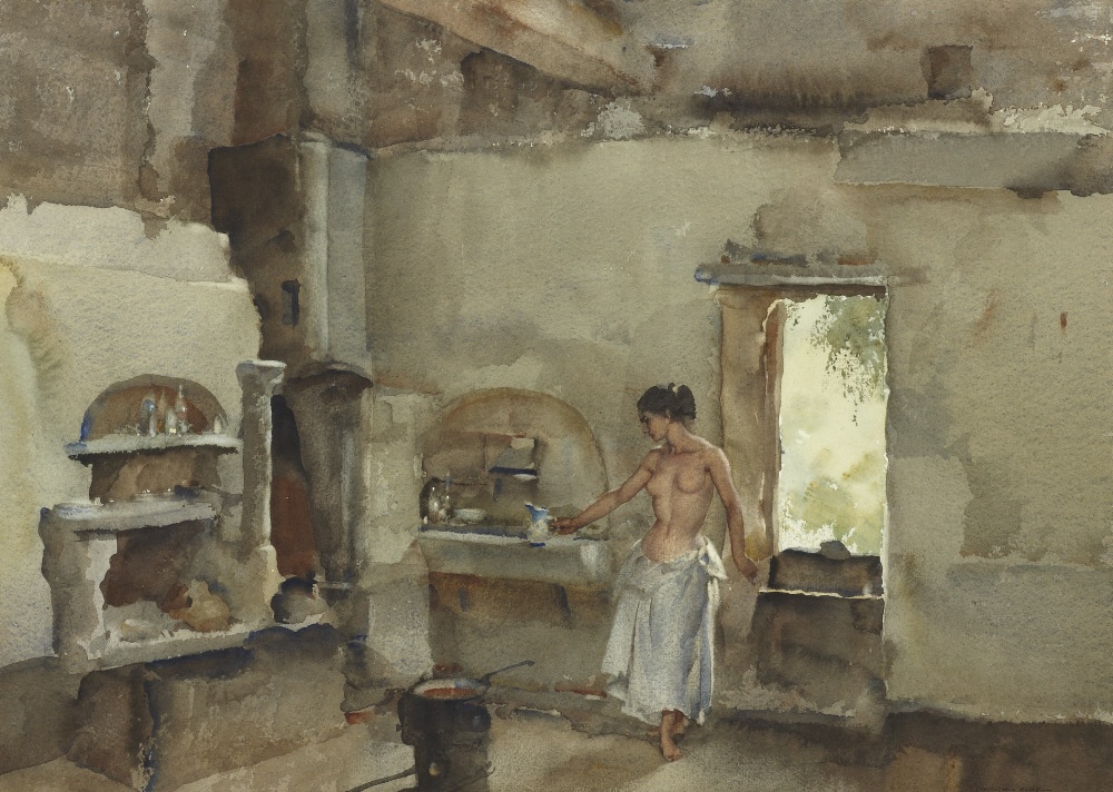 russell flint watercolour, mathilda's kitchen