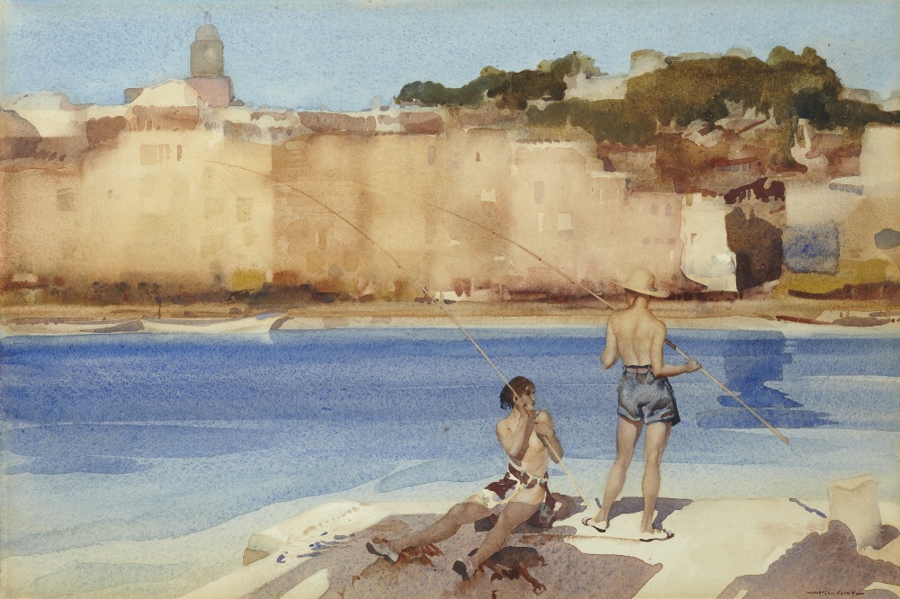 russell flint watercolour, salamanders, st. Tropez