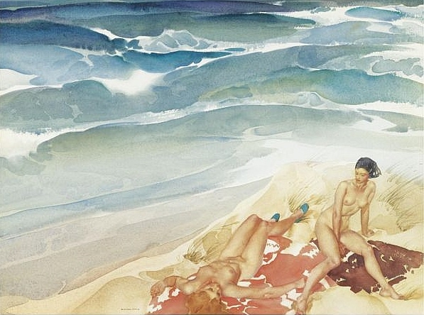 russell flint watercolour,  Sandy Bastion