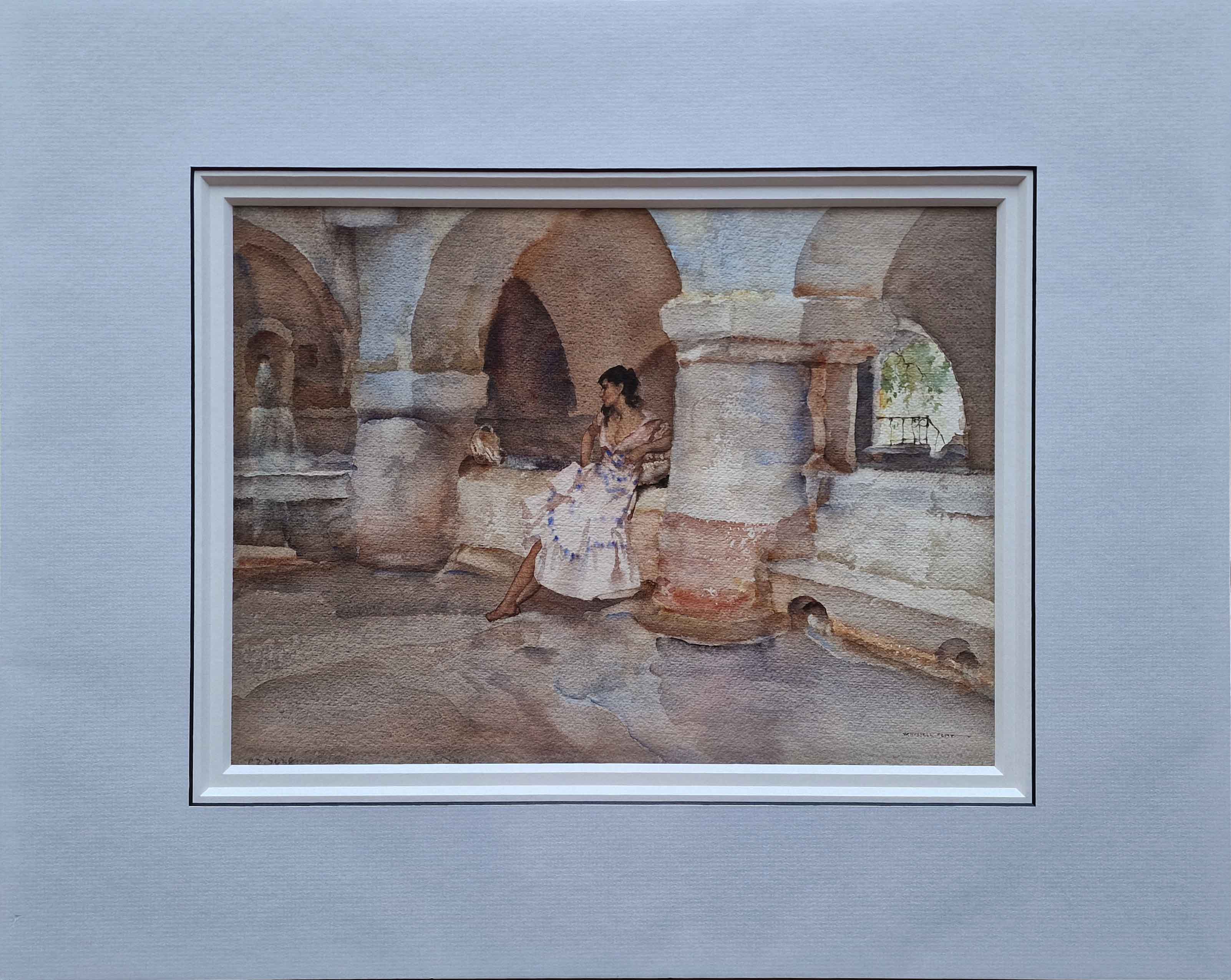 russell flint, original painting, sicilian rendezvous, Italy, mounted