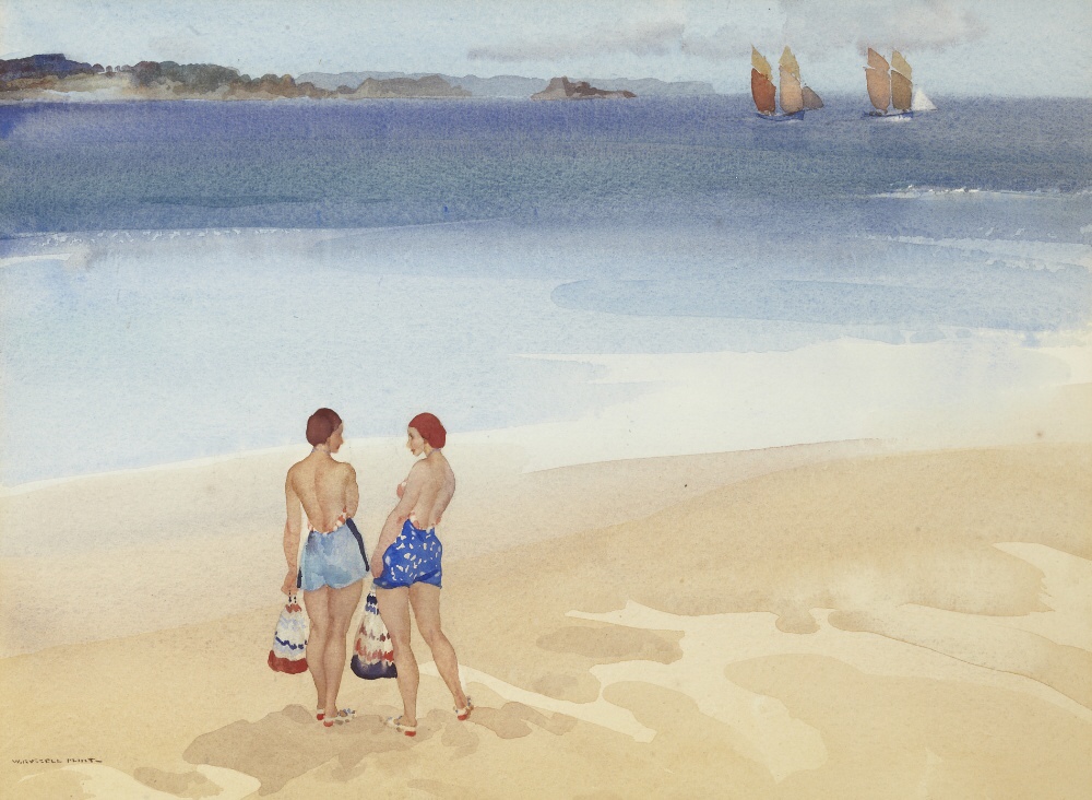 russell flint watercolour,  sisters at Dinard