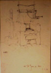  russell flint, St. Jean de Cole, well, original pencil drawing