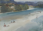 Washer Women by the Drôme, watercolour russell flint, Washer Women by the Drôme