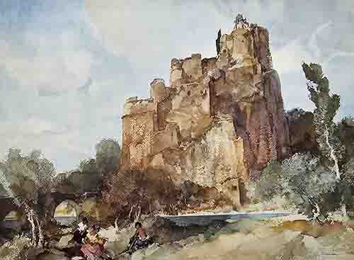 russell flint, picnic at la roche, print russell flint, picnic at la roche, print