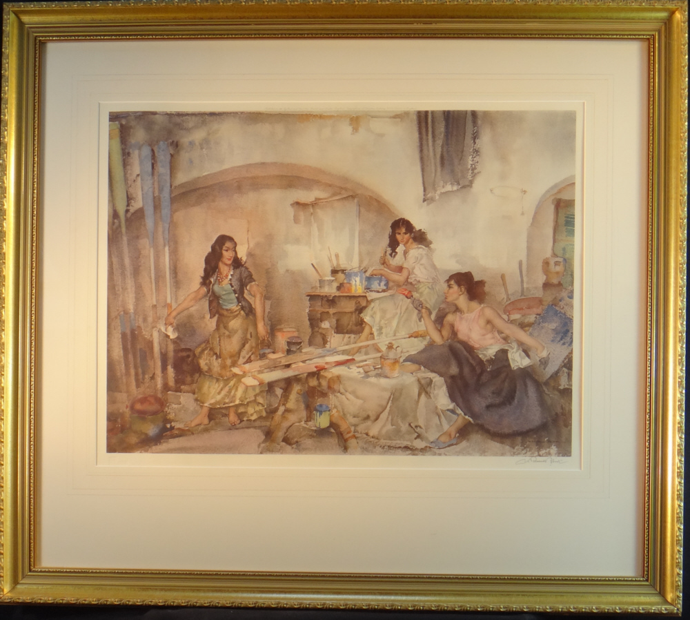 russell flint question of colour print, framed