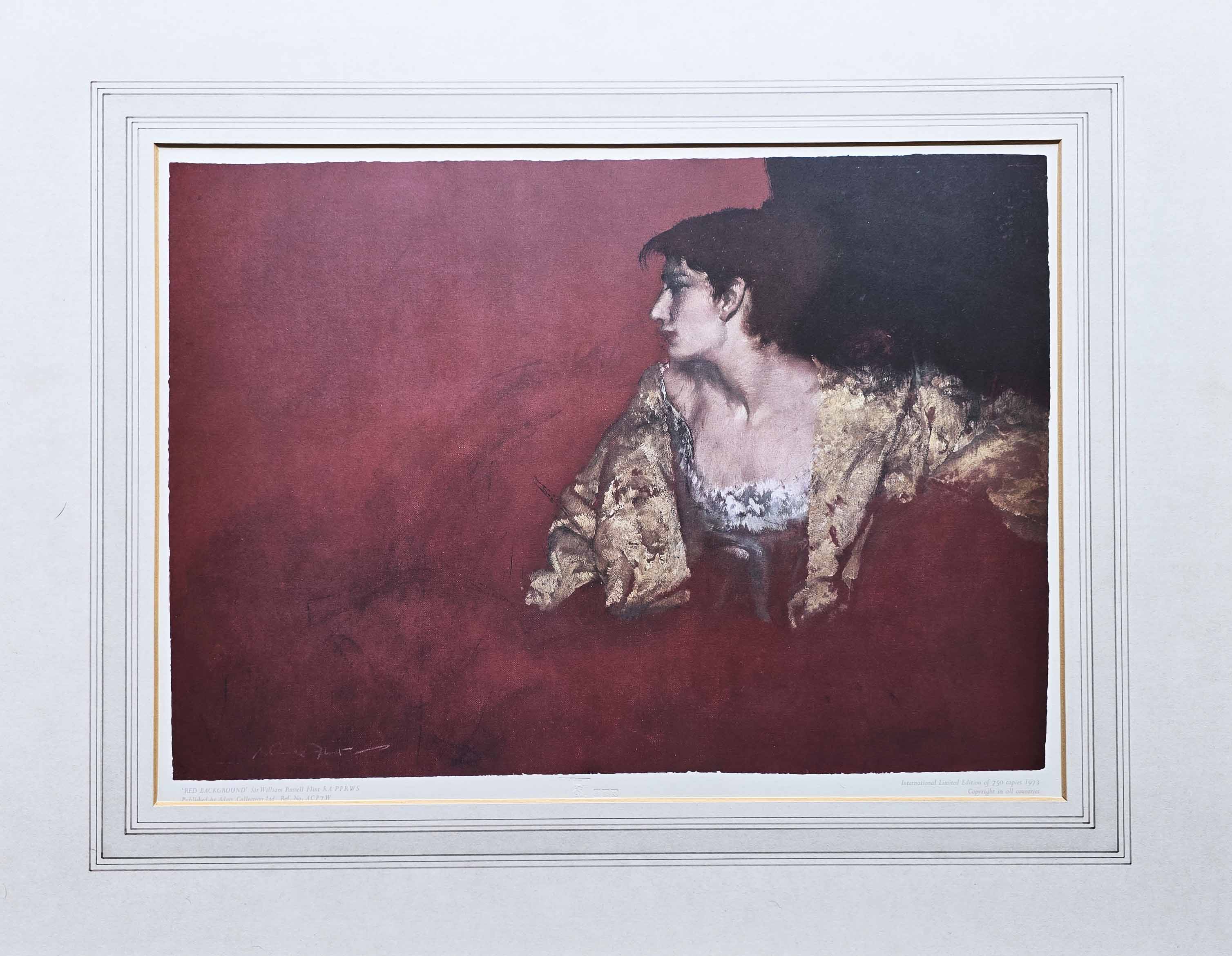 russell flint red background, print