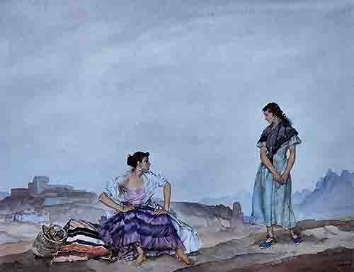 sir russell flint, Reproof Almeria, print russell flint Reproof Almeria, print