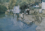 russell flint, riverside washing, Laverdac, print russell flint riverside washing, Laverdac, print