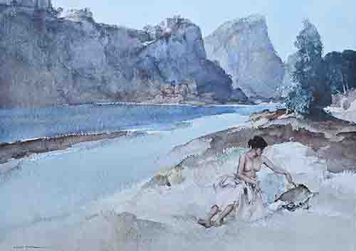 russell flint Roxanne by the Ardeche, limited edition print russell flint, Roxanne by the Ardeche, limited edition print